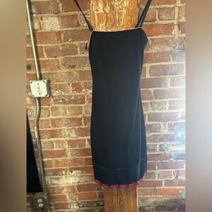 90s Y2K Black Mini Dress with Pink Trim